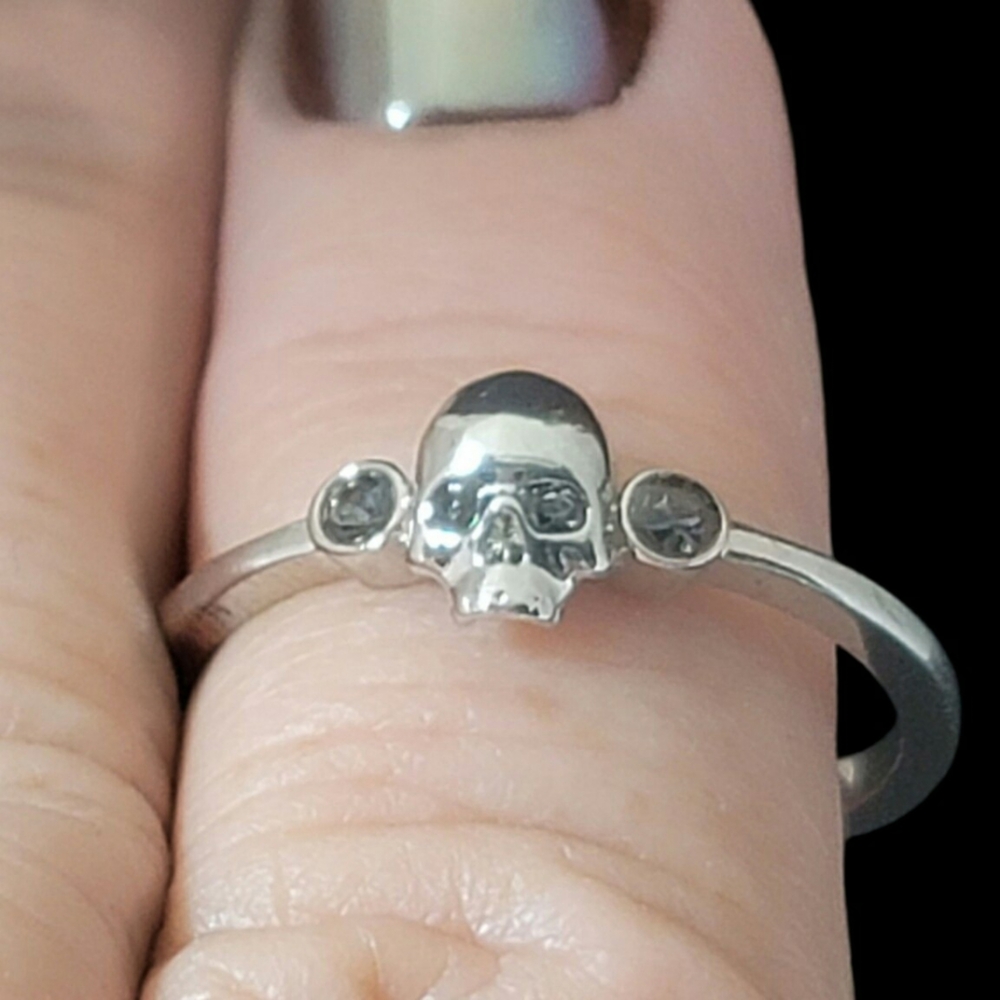 Dainty Silver Skull Ring Size 10